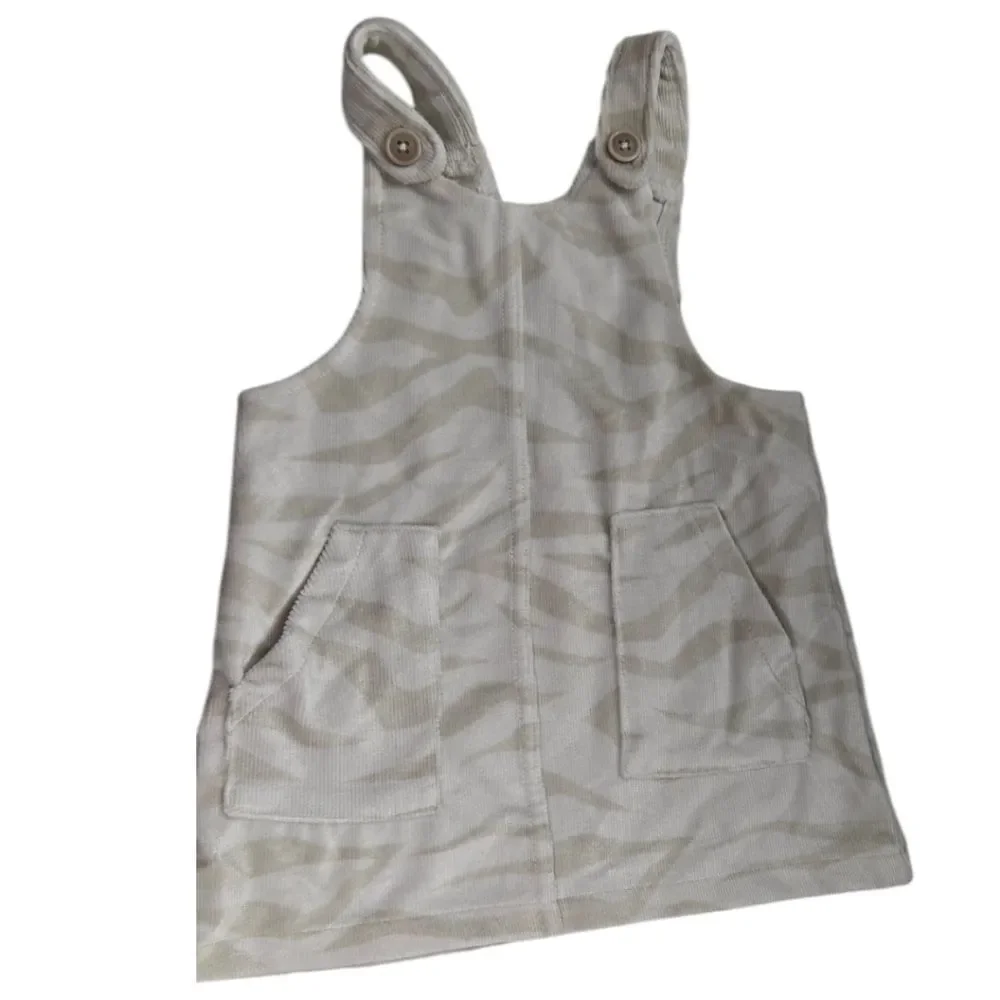 Jessica Simpson 12M Baby Girl Zebra Print Velour Overall Dress Ruffle Sleeve Top